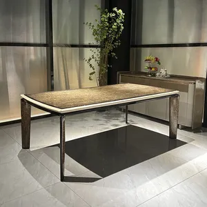 6 koltuk yemek masası ile İtalyan modern lüks ahşap mobilya oturma odası yemek odası mobilyası