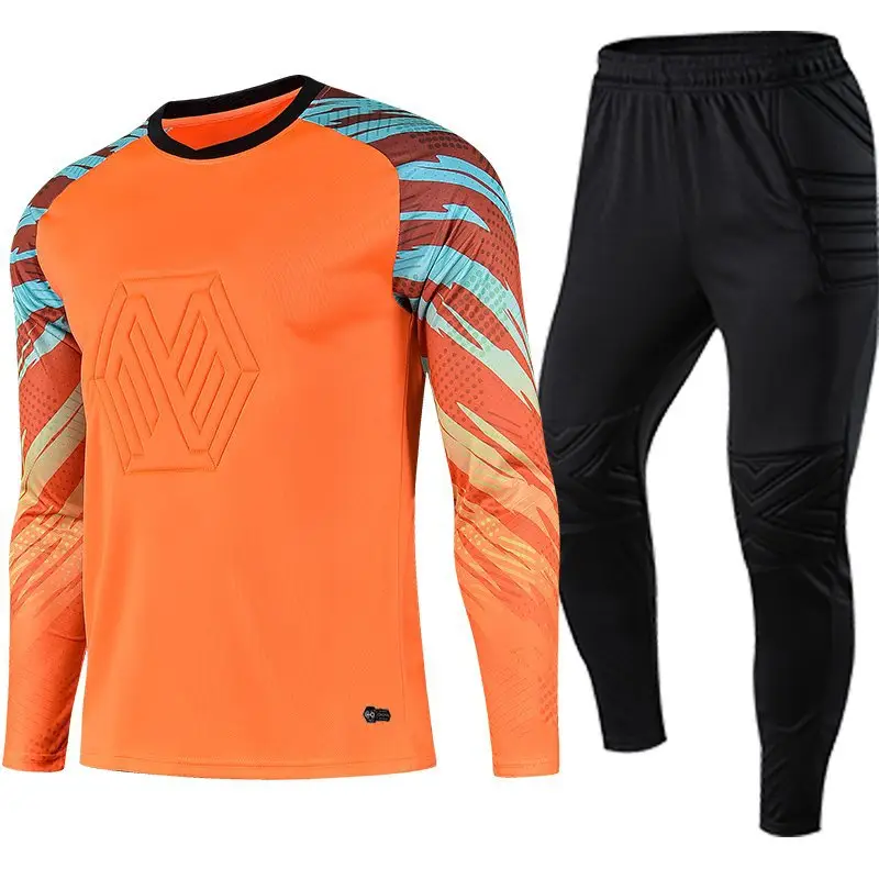Color : Fluorescent green, Size : S YSPORT Football Goalkeeper Uniform Anti collision Long Sleeve Trousers Training Suit