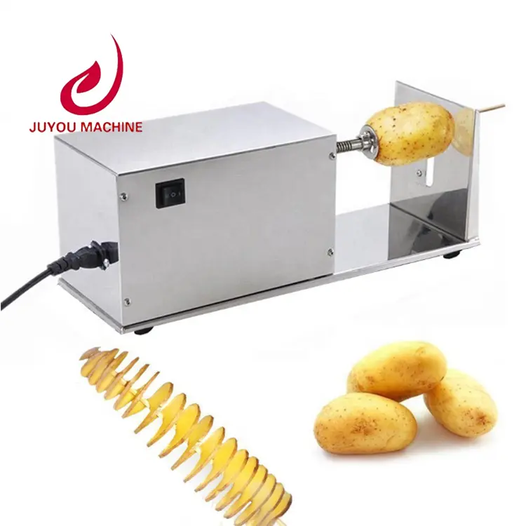 Trancheur électrique de pommes de terre en acier inoxydable, spirale tornade Hot Dog, trancheur de pommes de terre, Machine à découper les frites