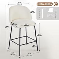 Ensemble de tabourets de bar commerciaux modernes, hauteur comptoir, dossier rembourré en lin, repose-pieds, base carrée en acier thermolaqué, pour cuisine