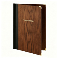 Carpeta de Menú de Madera A4 Tallada a Medida, Portamenús Simple para Restaurantes y Hoteles, Clip para Menús, Libro de Recetas