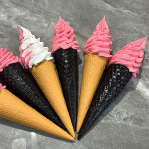 Modèle de cône conique de 26 cm (10 pouces) en plastique, Or Noir, pour crème glacée molle, lait, fraise, rose, pour magasin de desserts et mélange de desserts sucrés - Product Image 6