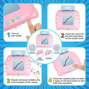 Máquina de Aprendizaje de Inglés para Niños en Edad Preescolar, Juguete de Terapia del Habla, Educativo, Montessori, Tarjetas de Memoria Hablantes, Funciona con Pilas, 112 Tarjetas - Product Image 4