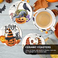 Sous-verre en céramique de luxe avec motif de citrouille d'Halloween amusant et personnalisé, base en liège absorbante, pour table basse, impression UV - pour dortoirs