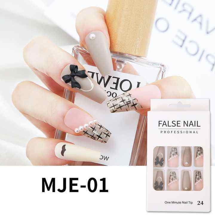 Wholesale Fashion 24 Pcs XXL Coffin Handmade Press on Nails Artificial Manicure False FakeNails