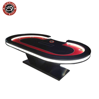 Table de poker Texas de luxe QINLONG de haute qualité avec construction en métal et en bois avec LED pour la maison, le casino et le club