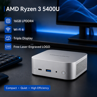 Desain Logo Gratis AMD Ryzen 3 5400U Mini PC 16GB LPDDR4 Komputer Desktop Ringkas untuk Kantor POS Digital Signage