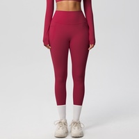 Nouveau tissu brossé double face uni, taille haute, très élastique, respirant, infroissable, en Spandex/Nylon, pour vêtements transfrontaliers
