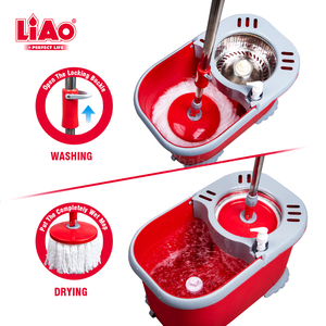 LiAo Easy Clean Foot Pedal 360 <strong>Spin</strong> <strong>Mop</strong> and Bucket Set with Power Wringer System and Soap Dispenser - Product Image 3