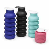 Bouteille d'eau pliable en silicone avec votre logo, anti-fuite, sans BPA, pour le sport et les voyages, OEM ODM