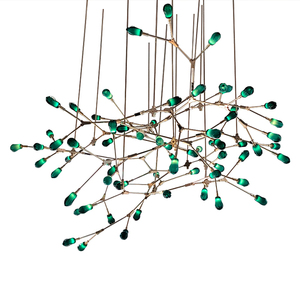 Plafonnier led suspendu en verre <span class=keywords><strong>vert</strong></span> avec branches de lucioles, design moderne, éclairage d'intérieur, luminaire décoratif de plafond, idéal pour un salon, une salle à manger ou une entrée - Product Image 5