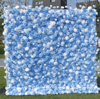 Panel dinding bunga buatan X560 untuk dekorasi pernikahan, latar belakang pengantin, warna biru tua 5D, dinding bunga mawar, langit gelap.