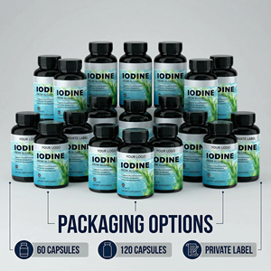 निजी लेबल वयस्क आयोडीन कैप्सूल (शैवाल स्रोत)-ओम/ओडम थायरॉयड और हड्डी स्वास्थ्य समर्थन 60 कैप आहार पूरक - Product Image 2