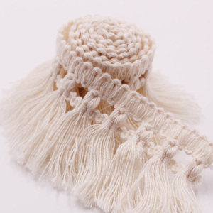 5cm Wide Cream <strong>White</strong> Cotton Tassel Trim <strong>Lace</strong> for Garment - Product Image 1
