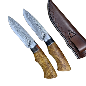 سكين صغير مستقيم من الفولاذ الدمشقي الشمال للبقاء على قيد الحياة في التخييم في الهواء الطلق دفاع ذاتي مزورة خشب حاد متين - Product Image 5