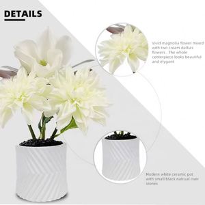 OH ARTS Set Dried Artificial Mixed Mixed Dahlia Andartificial magnolia Flowers <b>for</b> Indoor Outdoor Decoration - Product Image 6