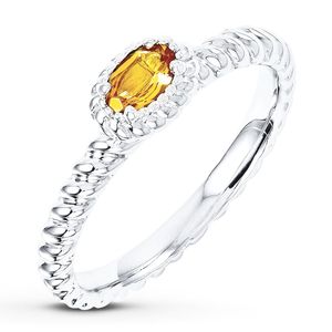 Bague en argent sterling 925 avec pierre de naissance citrine, diamant et bande de citrine, pour homme, pierre de naissance de novembre - Product Image 1