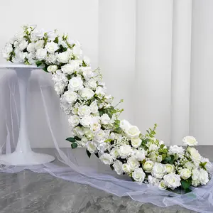 Nuevo estilo flor fila arco flor artificial tira escena sala de exposiciones boda decoración de fondo