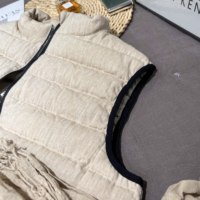 Veste sans manches rembourrée en duvet de canard blanc 100% chanvre de qualité supérieure personnalisée, veste utilitaire en duvet pour femmes