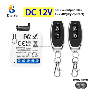 Interrupteur sans fil 1 canal 433 MHz DC 12V 10A 50m avec 2 télécommandes et mode de temporisation pour porte de garage - Vente en gros - Product Image 1