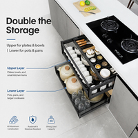 Panier coulissant pour armoire de cuisine, en alliage d'aluminium, organisateur d'épices, rangement multifonctionnel pour tiroirs, pour armoires de 500 à 900 mm