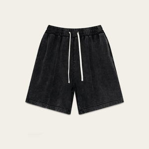 Custom Mens Streetwear Distressed Shorts 100%Cotton Mid Waist Drawstring Vintage Acid Washed Athletic Casual Shorts for Men - Product Image 4