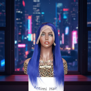<span class=keywords><strong>Parrucca</strong></span> <span class=keywords><strong>Lunga</strong></span> <span class=keywords><strong>Blu</strong></span> 18 Pollici in Capelli Umani 100% Personalizzata con Frontale in Pizzo HD per Donne di Colore dalla Fabbrica Longguan - Product Image 1
