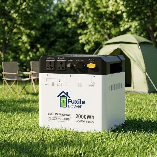 Portable Power Station 2000Wh 1000W LiFePO4 Solar Generator with UPS AC USB-C for Camping RV Outdoor Emergency Backup