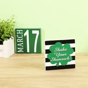 St.Patrick's Day Design Green Wooden Decoration Spring Ornament for Home Ireland St. Patrick's Day Green Wooden Decorations