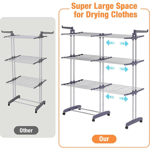 Tendedero Plegable de Alta Calidad de 4 Niveles con Ruedas, Diseño Multifuncional Plegable, para Baño, Sala de Estar, Secado de Ropa de Cama - Product Image 5