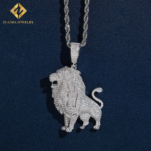 Hip Hop Iced‑Out 3D Lion Pendant 925 Silver Plated Moissanite Jewelry Luxury Bling Charm for <b>Men</b> - Product Image 3