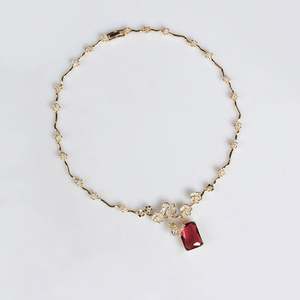 ชุดเครื่องประดับแฟชั่นทรงสี่เหลี่ยมลูกบาศก์เซอร์โคเนียทรงใบดอกไม้สำหรับผู้หญิงสีขาวทองสร้อยคอสำหรับงานแต่งงานงานเลี้ยง S-0033 - Product Image 4