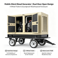 Groupe électrogène diesel 40 kW sur remorque, conception à châssis ouvert, marque privée