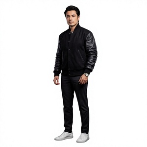 Custom Black Breathable Varsity Letterman <b>Jacket</b> <b>Men</b> High School <b>Baseball</b> Cotton Embroidery Patches Front Plain Design Winter - Product Image 1