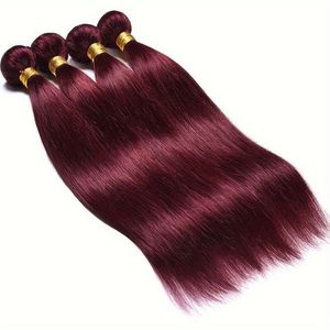 # Extensions de cheveux humains lisses 99J rouge <span class=keywords><strong>vin</strong></span>, 10-30 pouces, double trame machine, cheveux européens et américains - Product Image 3