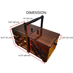 Scatola di cucito <span class=keywords><strong>molto</strong></span> grande in <span class=keywords><strong>legno</strong></span> marrone <span class=keywords><strong>scuro</strong></span> per cucire gioielli cofanetto aghi scatola per fisarmonica elegante regalo elegante - Product Image 5