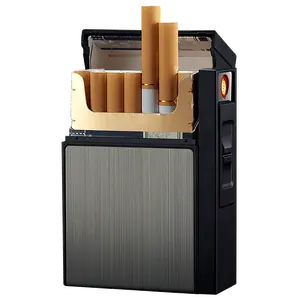 2020 сменная термокатушка 3 в 1 автоматическая металлическая usb перезаряжаемая 20 шт. коробка для сигарет с USB электронной зажигалкой