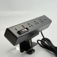 Multiprise de bureau à fixation par pince standard US, 3 prises, USB-C 20W, USB-A 18W, charge rapide, sans perçage, pince en C pour mobilier de bureau