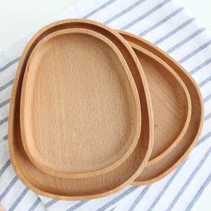 Wooden Serving <b>Tray</b> Oval Natural Finish Durable For Hotel <b>Tea</b> Coffee Child Use - Product Image 2