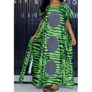 Vestido Maxi Kaftan con Capucha y Estampado Africano para Mujer - Vestidos Bubu con Parches de Lentejuelas Circulares, Tallas Grandes, Moda - Product Image 1