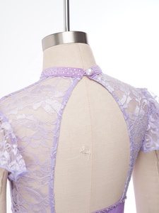 Maillot de Ballet de Encaje para Niñas, con Diseño Floral, Espalda con Abertura en Forma de Llave, Adorno de Diamantes de Imitación, Manga con Volantes, Ropa de Baile Clásica para Entrenamiento, Personalizable - Product Image 3