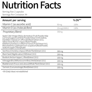 ขมิ้น บลัดเดอร์แร็ค บูร์ด็อค และวิตามินซี วิตามินดี3 พร้อมเอลเดอร์เบอร์รี่ มานูก้า แดนดิไลออน เยลโลด็อค ไอโอดีน คลอโรฟิลล์ น้ำส้มสายชูหมัก - Product Image 2