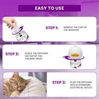 Diffuseur apaisant pour chat Kit de diffusion de phéromones Réduire l'anxiété et le stress chez les chats Comprend 2 diffuseurs et 4 recharges pour soulager le stress