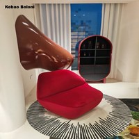 Chaise longue moderne Matériau velours rouge à lèvres Mobilier ample et durable Chaise de loisirs pour intérieur extérieur pour appartements Hôtels Canapé