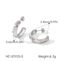 Pendientes de tuerca en forma de C con circonitas de estrella, luna y sol, de acero inoxidable pulido antideslustre, a la moda, para mujer