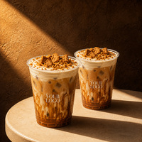Gobelets transparents en PET personnalisables avec logo et couvercles plats pour boissons froides, glaces et bubble tea