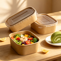 Boîtes alimentaires carrées jetables en kraft biodégradables, recyclables, résistantes à l'eau, sans BPA, micro-ondables, écologiques, avec logo personnalisé