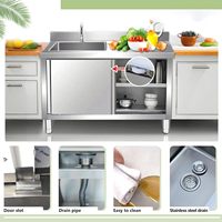 Évier de cuisine extérieur en acier inoxydable 201/304, évier de buanderie, plan de travail utilitaire autoportant, rangement, finition polie, modulaire