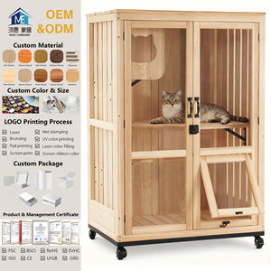 Lussuosa Villa per Gatti con Tiragraffi, Grande Casa in Legno con Ruote per Gatti da Esterno e Interno - Product Image 1