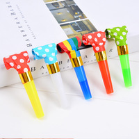 Sifflet en plastique à souffler et à faire rouler pour enfants, à pois, pour fête, accessoire amusant pour anniversaire et encouragements